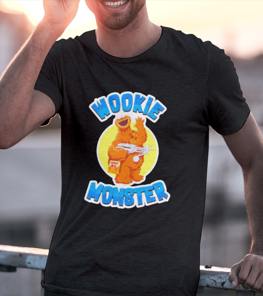 Wookiee Monster Cookie Fusion Character With Blaster T-Shirt