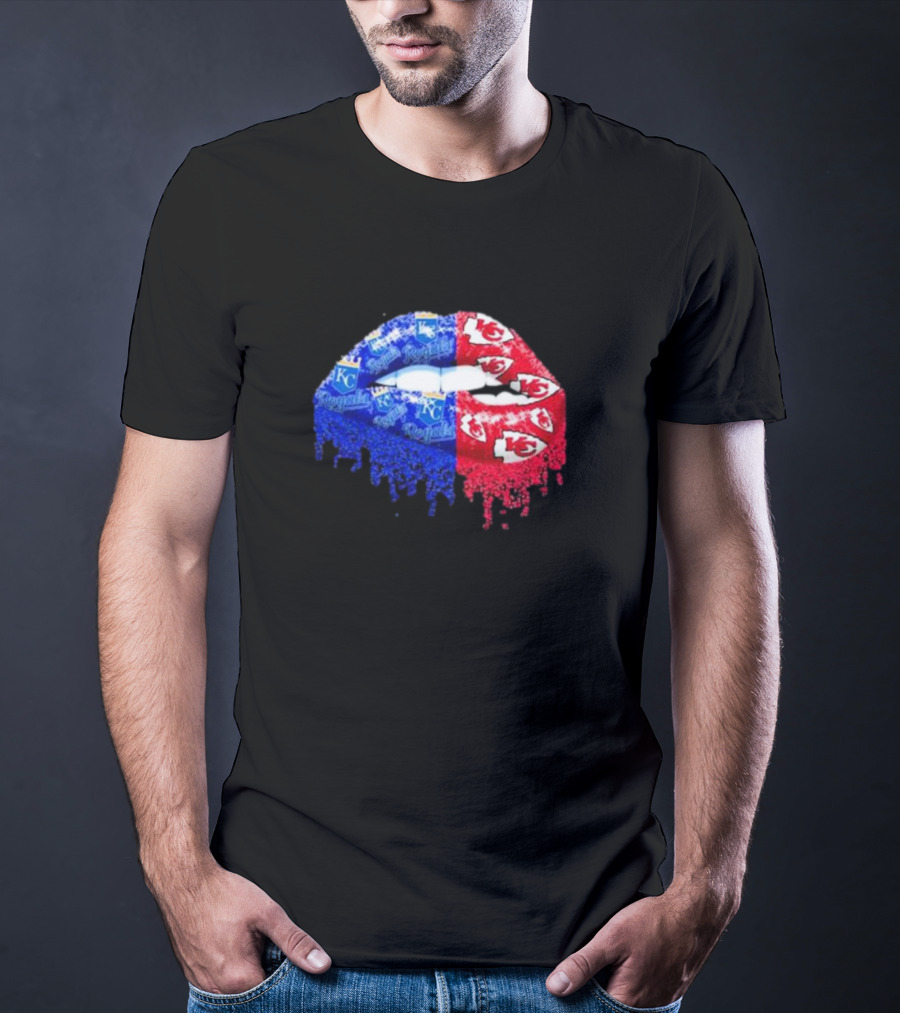 Lips Kansas City Royals KC And Kansas City Chiefs KC T-Shirt