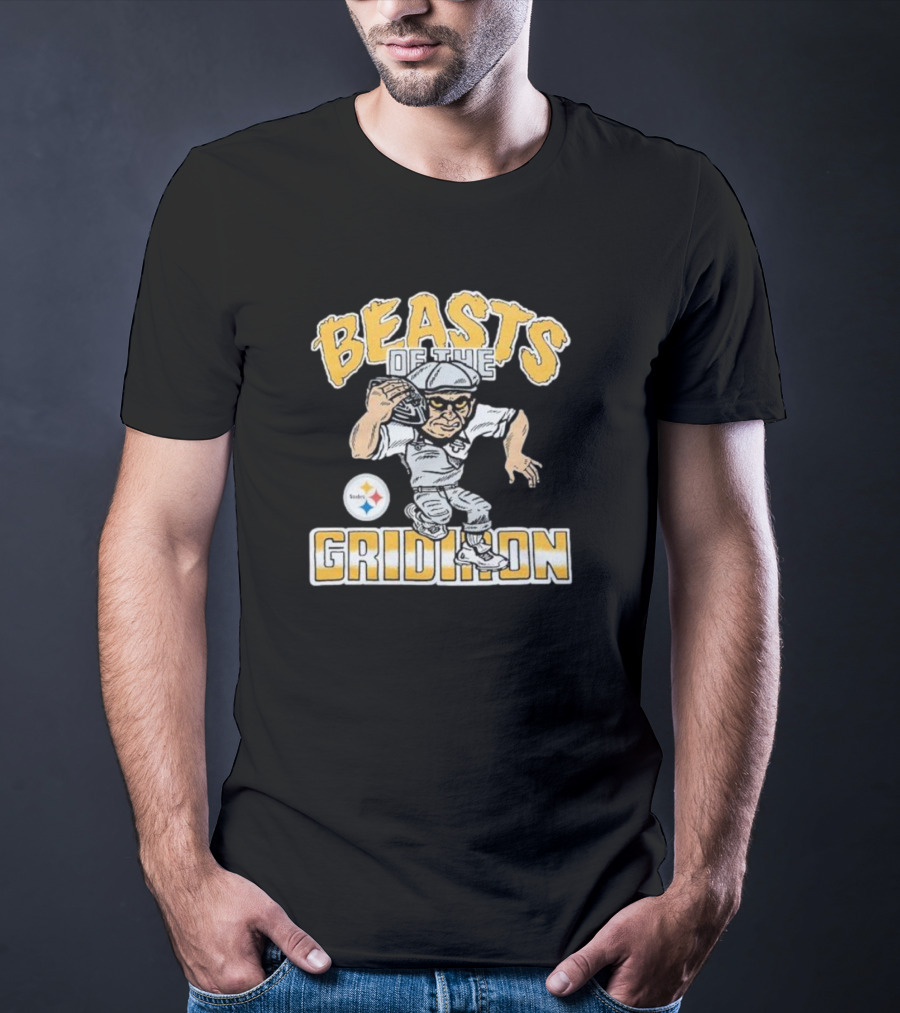 Pittsburgh Steelers Beasts Of The Gridiron Football Player With Helmet And Ball T-Shirt
