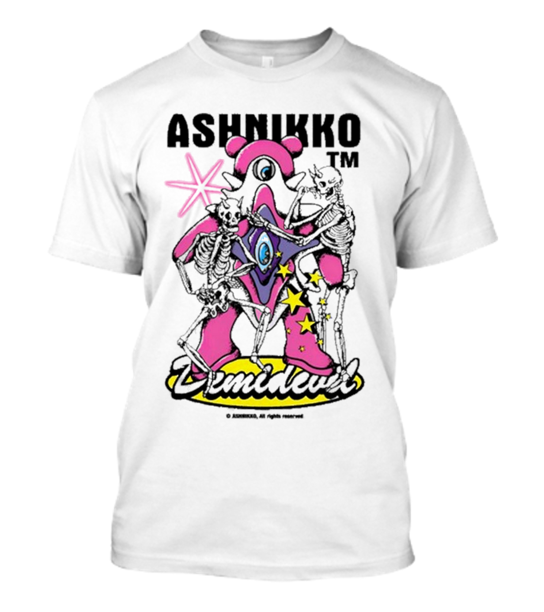 ASHNIKKO Demidevil Skeleton Star Pink T-Shirt