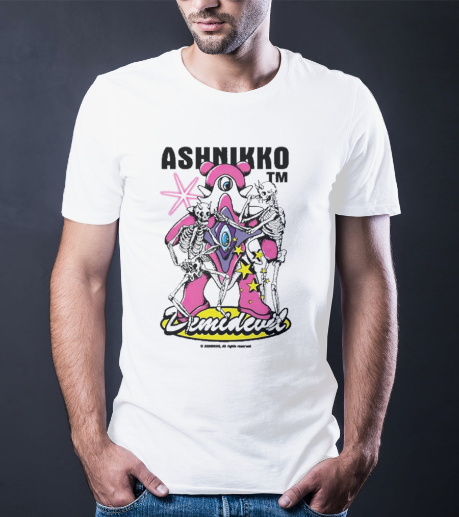 ASHNIKKO Demidevil Skeleton Star Pink T-Shirt