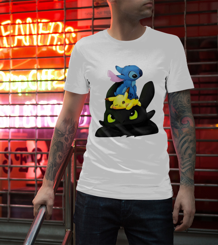 Stitch Pikachu Toothless Crossover T-Shirt