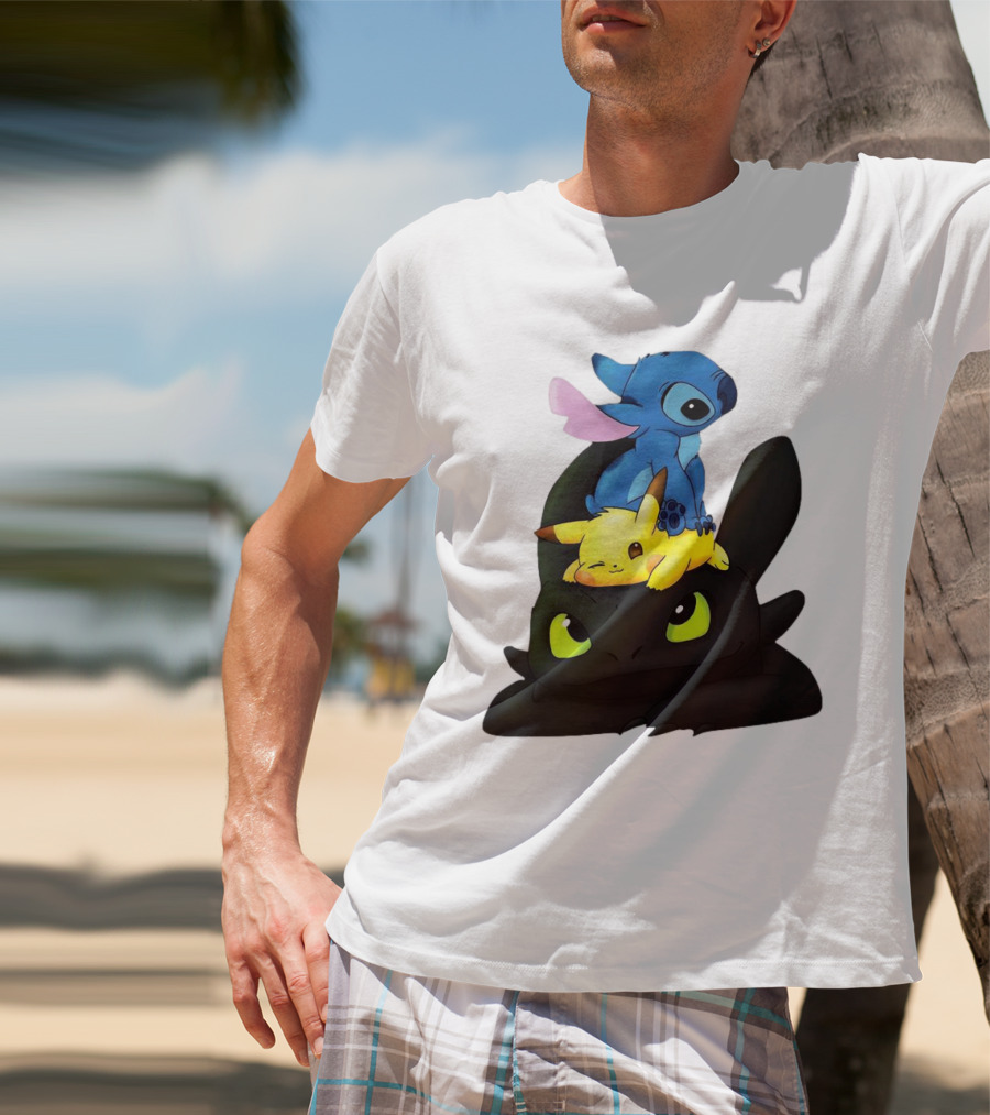 Stitch Pikachu Toothless Crossover T-Shirt