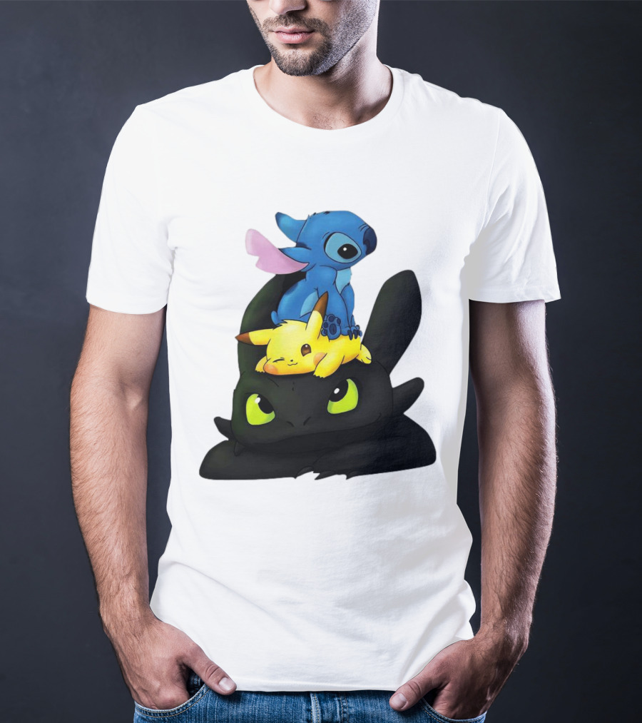 Stitch Pikachu Toothless Crossover T-Shirt