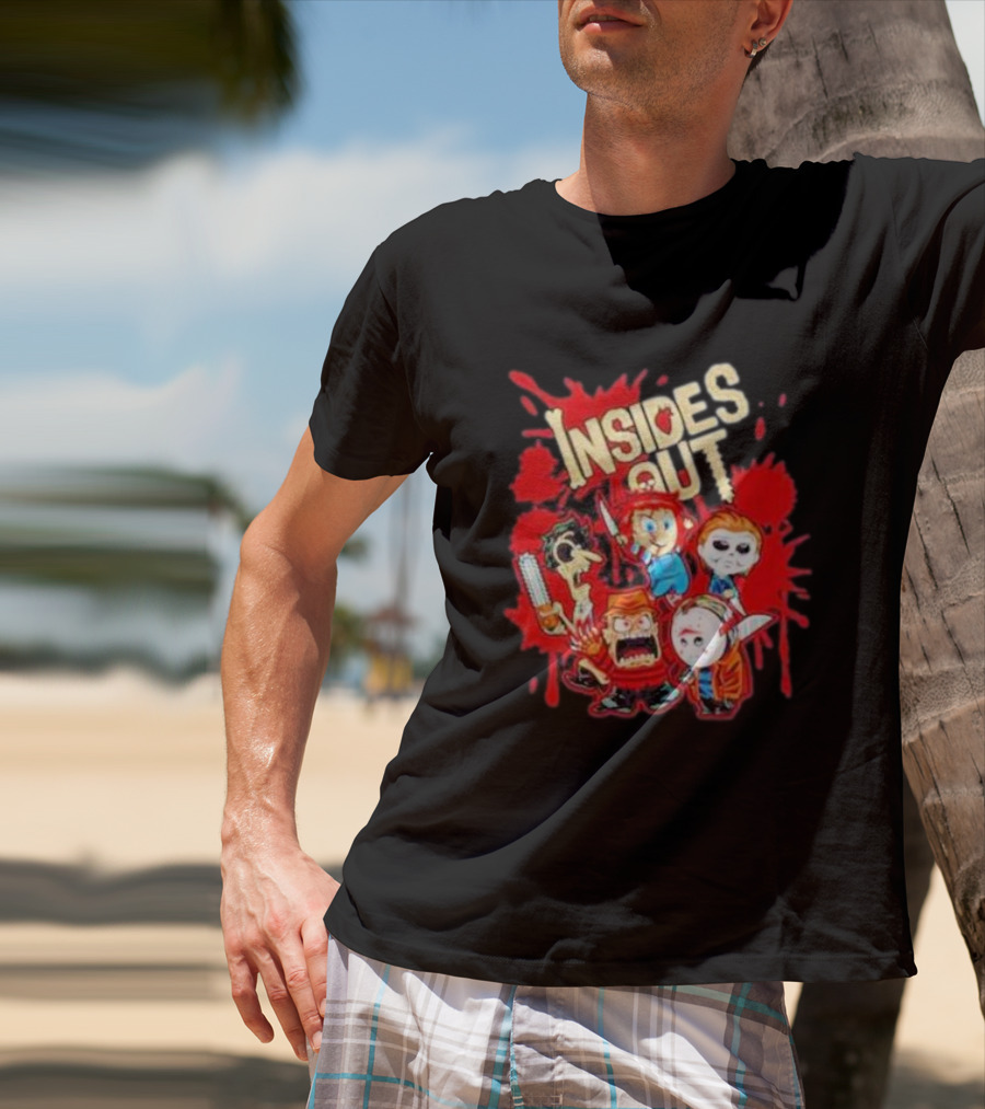 Insides Out Chibi Horror Movie Characters Bloody Halloween T-Shirt