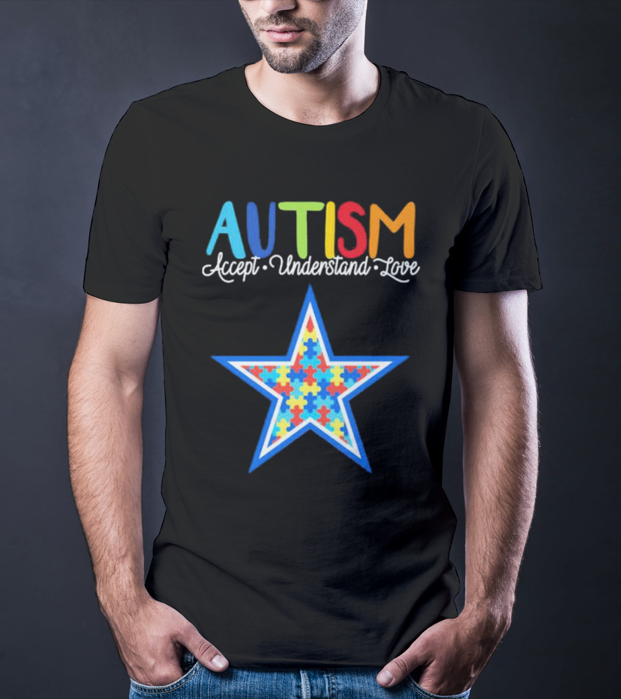 Dallas Cowboys Autism Accept Understand Love Puzzle Star T-Shirt