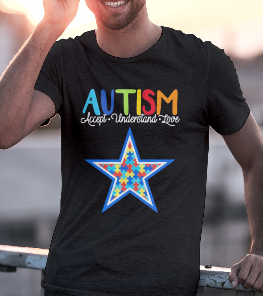 Dallas Cowboys Autism Accept Understand Love Puzzle Star T-Shirt