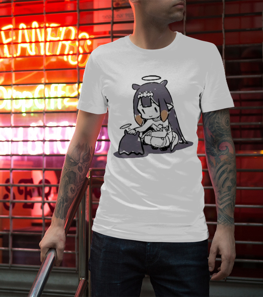 Hololive Ninomae Inanis Tako Fan Art Cute Anime Character Interaction T-Shirt