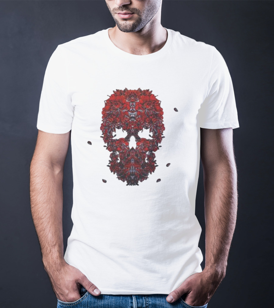 Kai Wachi Red Floral Skull T-Shirt