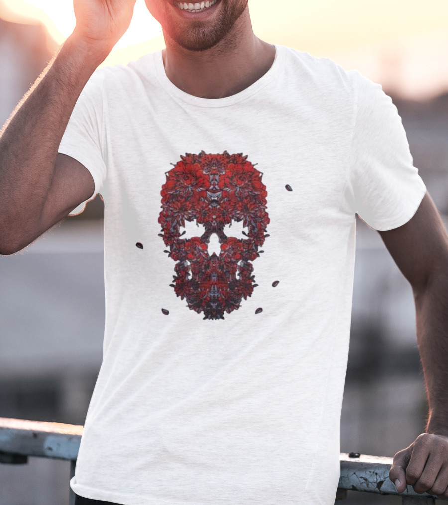 Kai Wachi Red Floral Skull T-Shirt
