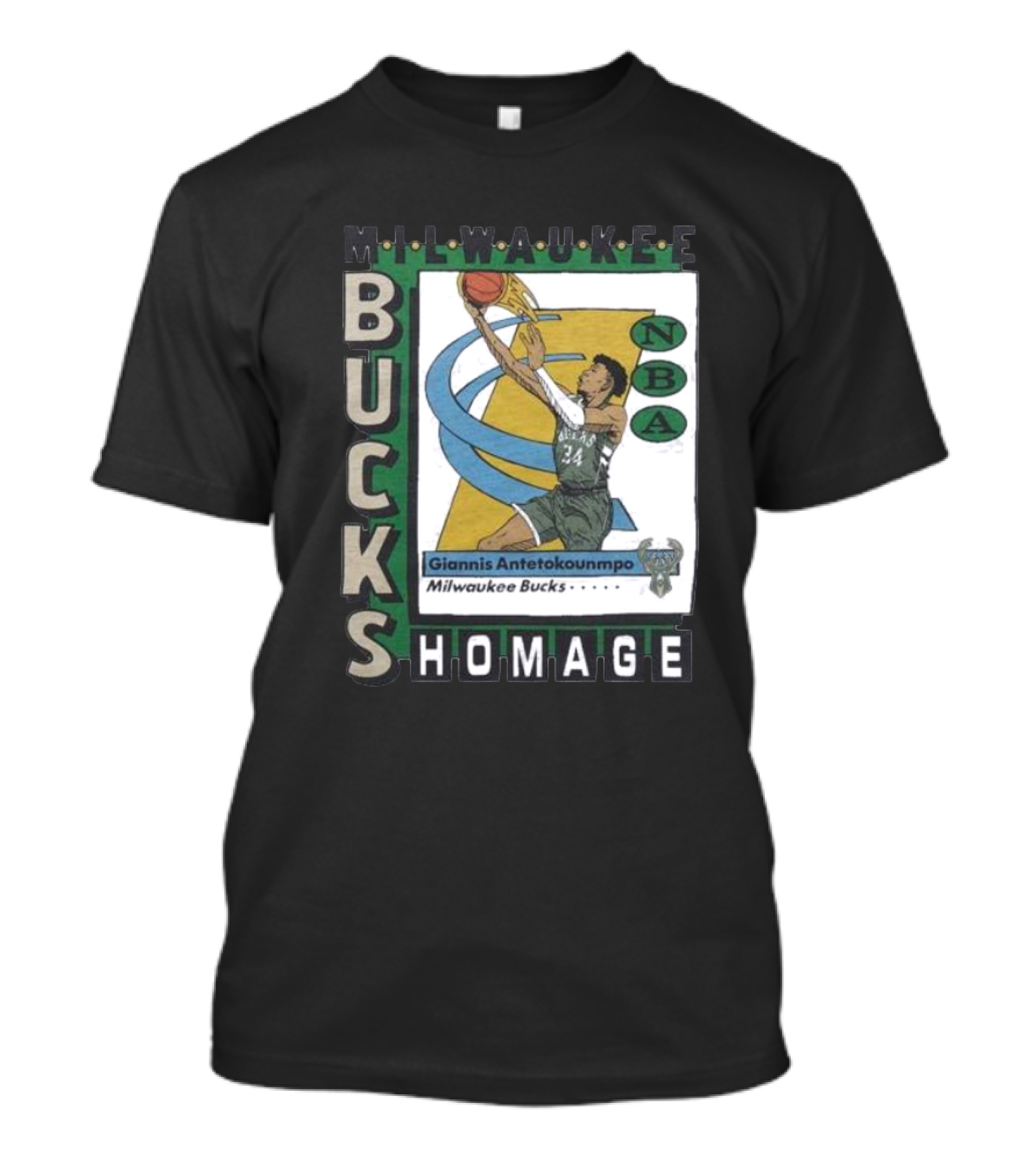 Milwaukee Bucks Giannis Antetokounmpo NBA Homage Trading Card T-Shirt