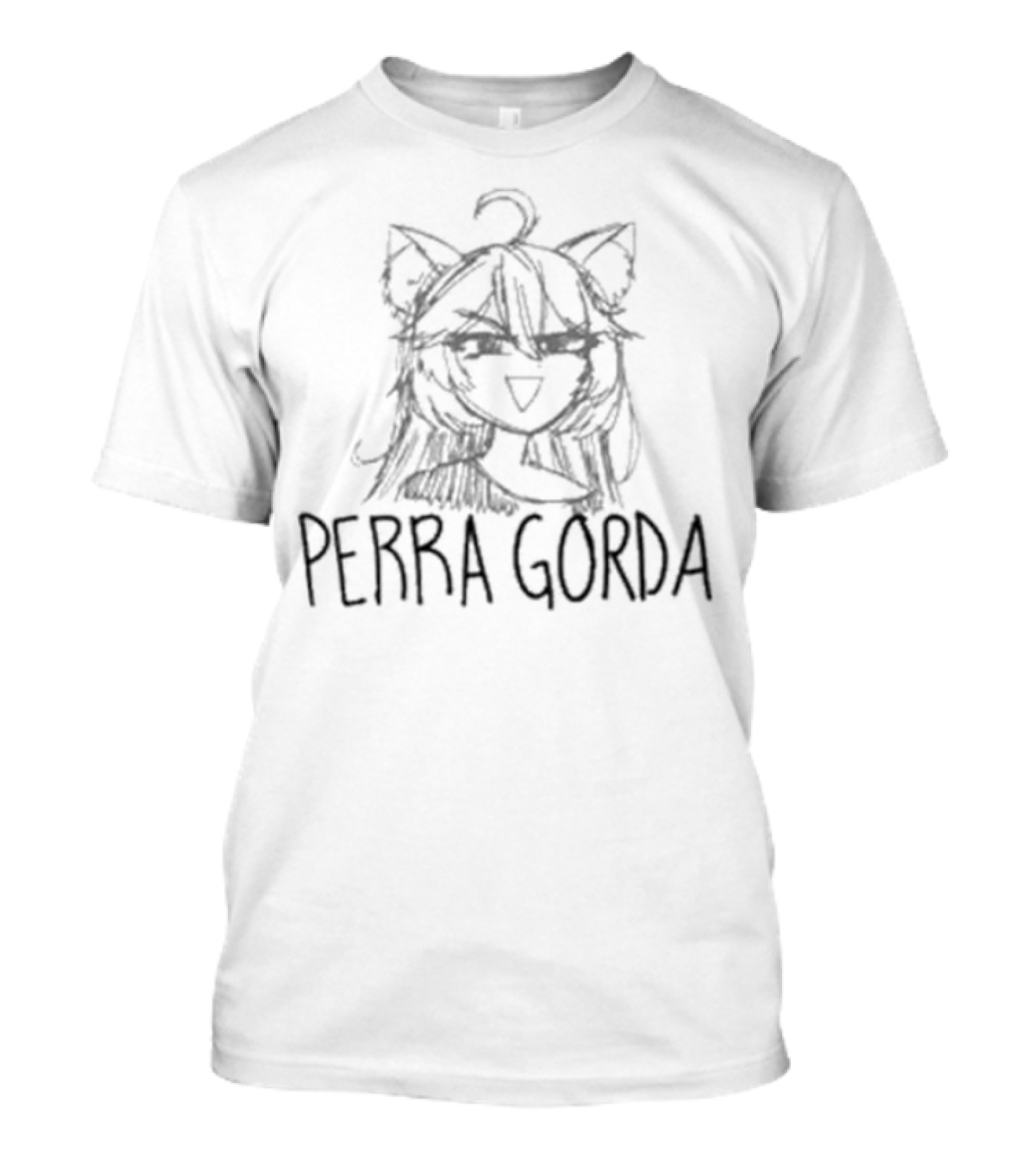 Perra Gorda Anime Catgirl Sketch T-Shirt