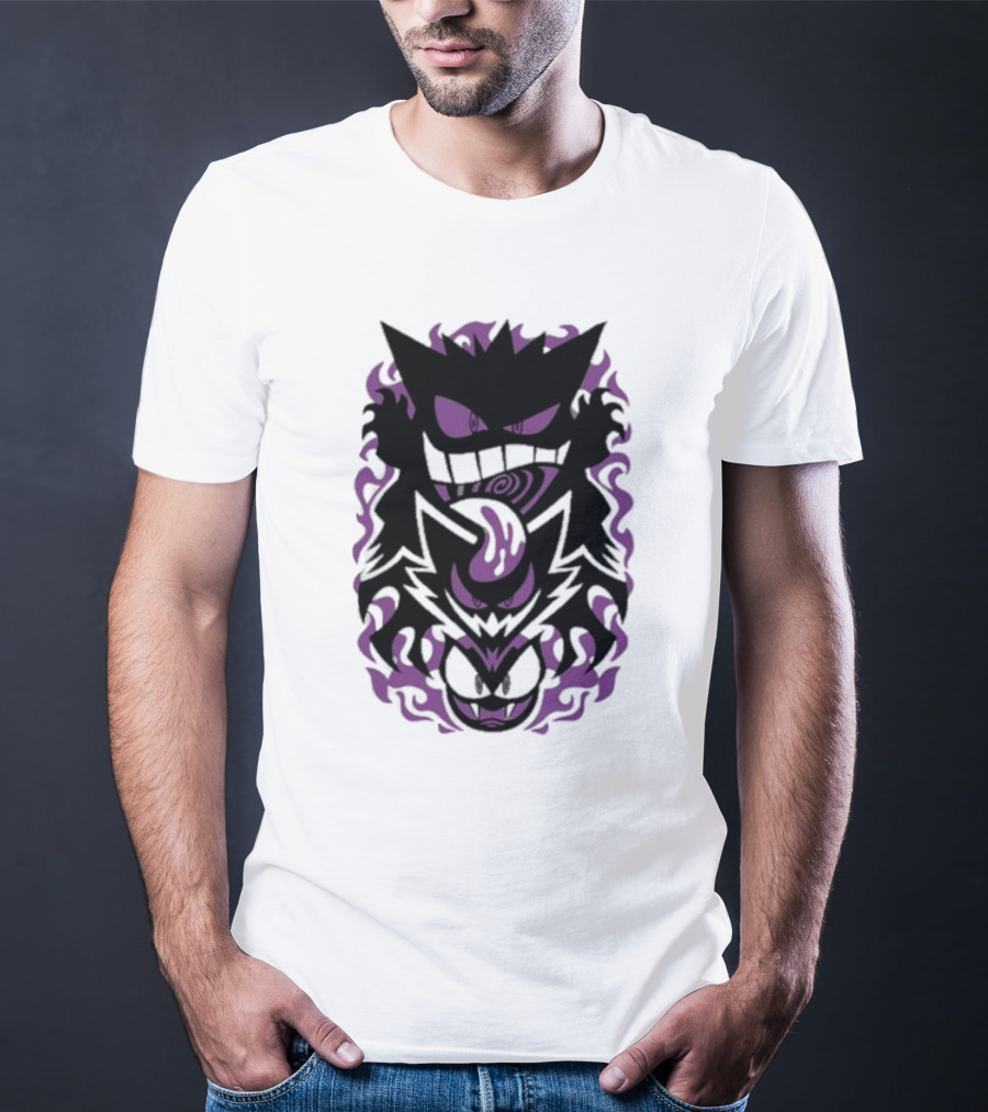 Versiris Haunted Gengar Gastly Ghastly Purple Flames T-Shirt