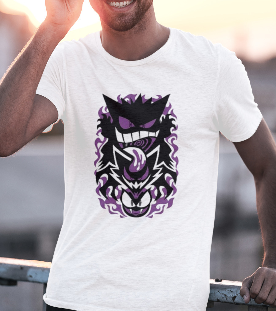 Versiris Haunted Gengar Gastly Ghastly Purple Flames T-Shirt