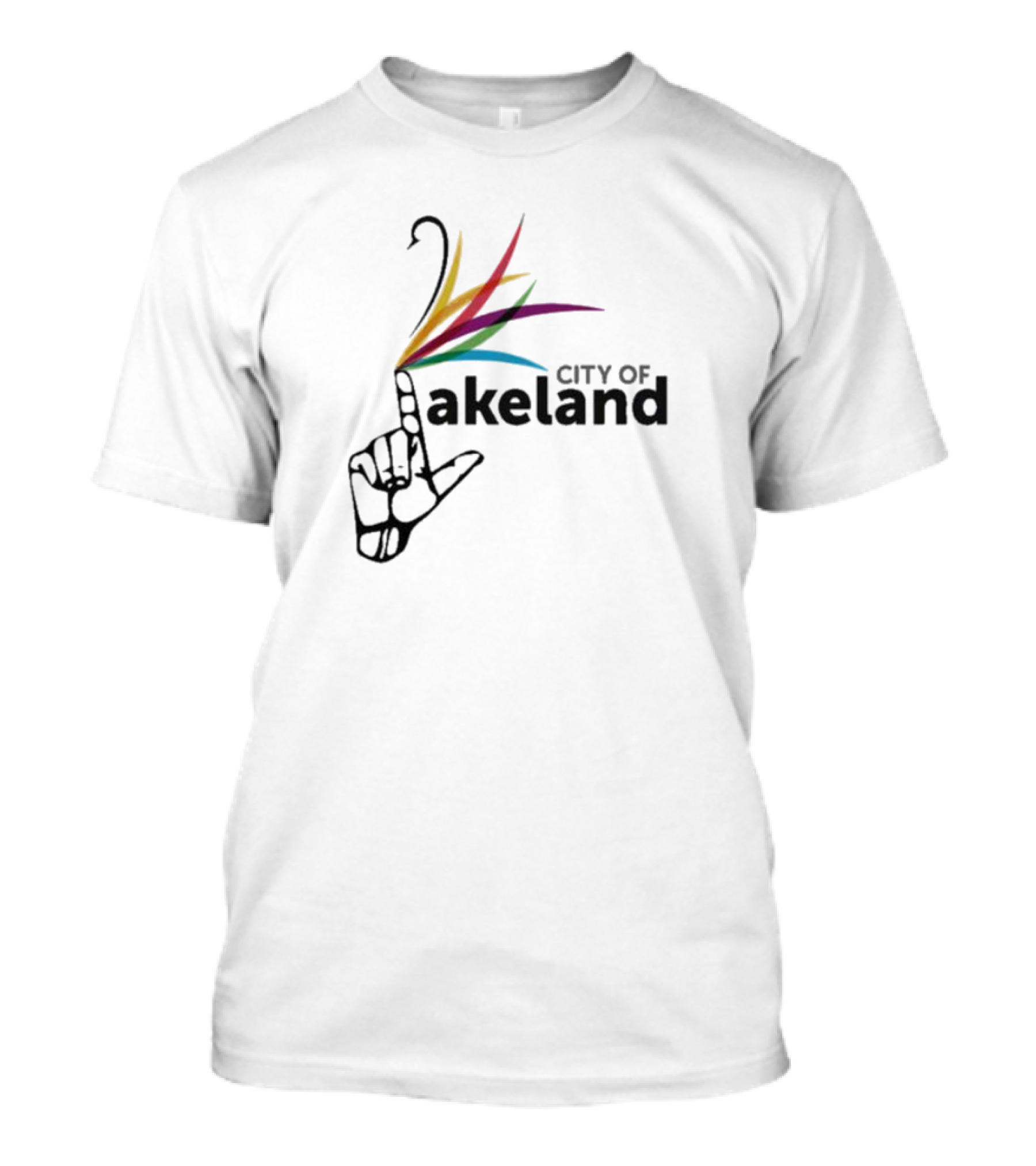 City Of Lakeland Hand Gesture With Colorful Feathers T-Shirt