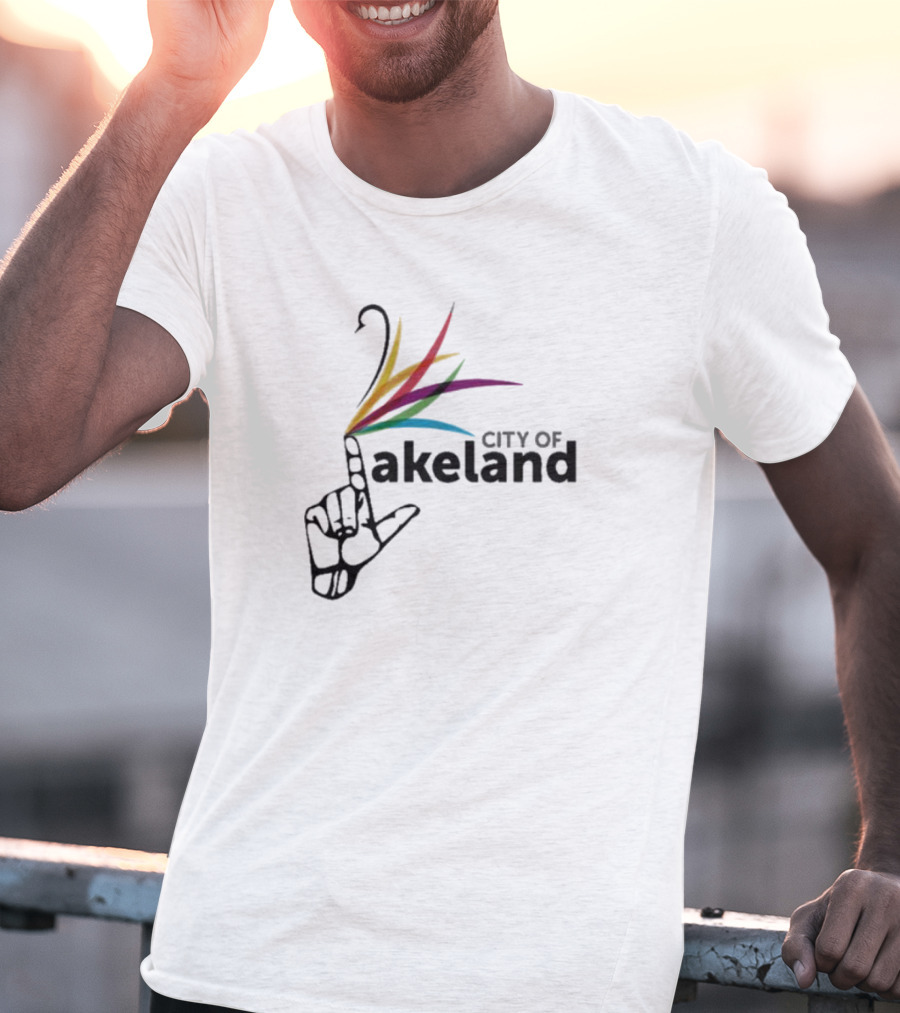 City Of Lakeland Hand Gesture With Colorful Feathers T-Shirt