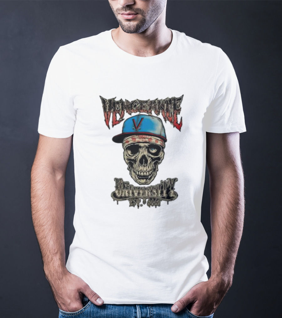 Vengeance University Zacky Vengeance Skull Cap Est 666 T-Shirt
