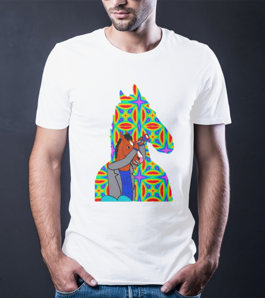 Psychedelic Bojack Horseman Silhouette With Colorful T-Shirt