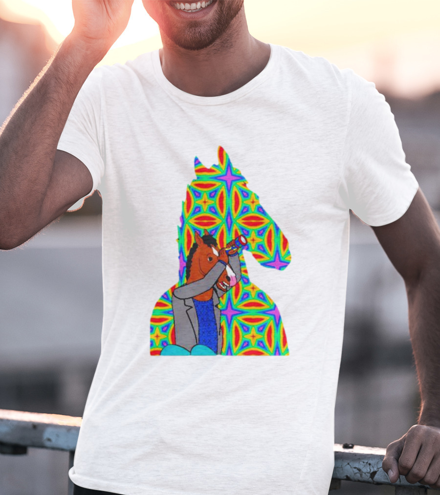 Psychedelic Bojack Horseman Silhouette With Colorful T-Shirt