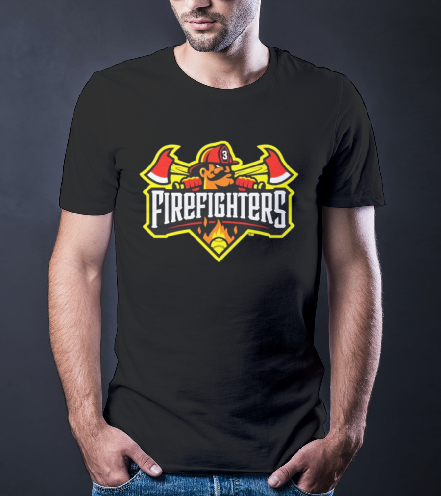 Firefighters Baseball Logo With Axes And Helmet T-Shirt