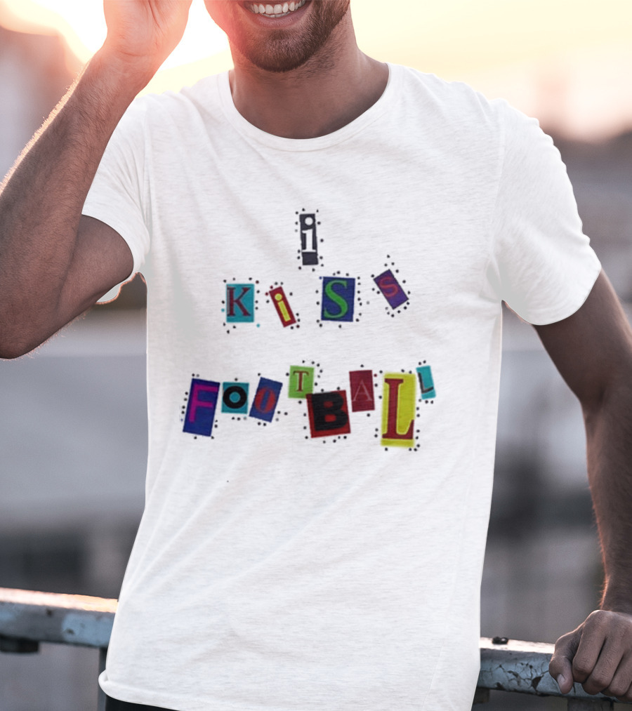 Nooruddean I Kiss Football Soccer Love Passion Bold Colorful Textured T-Shirt