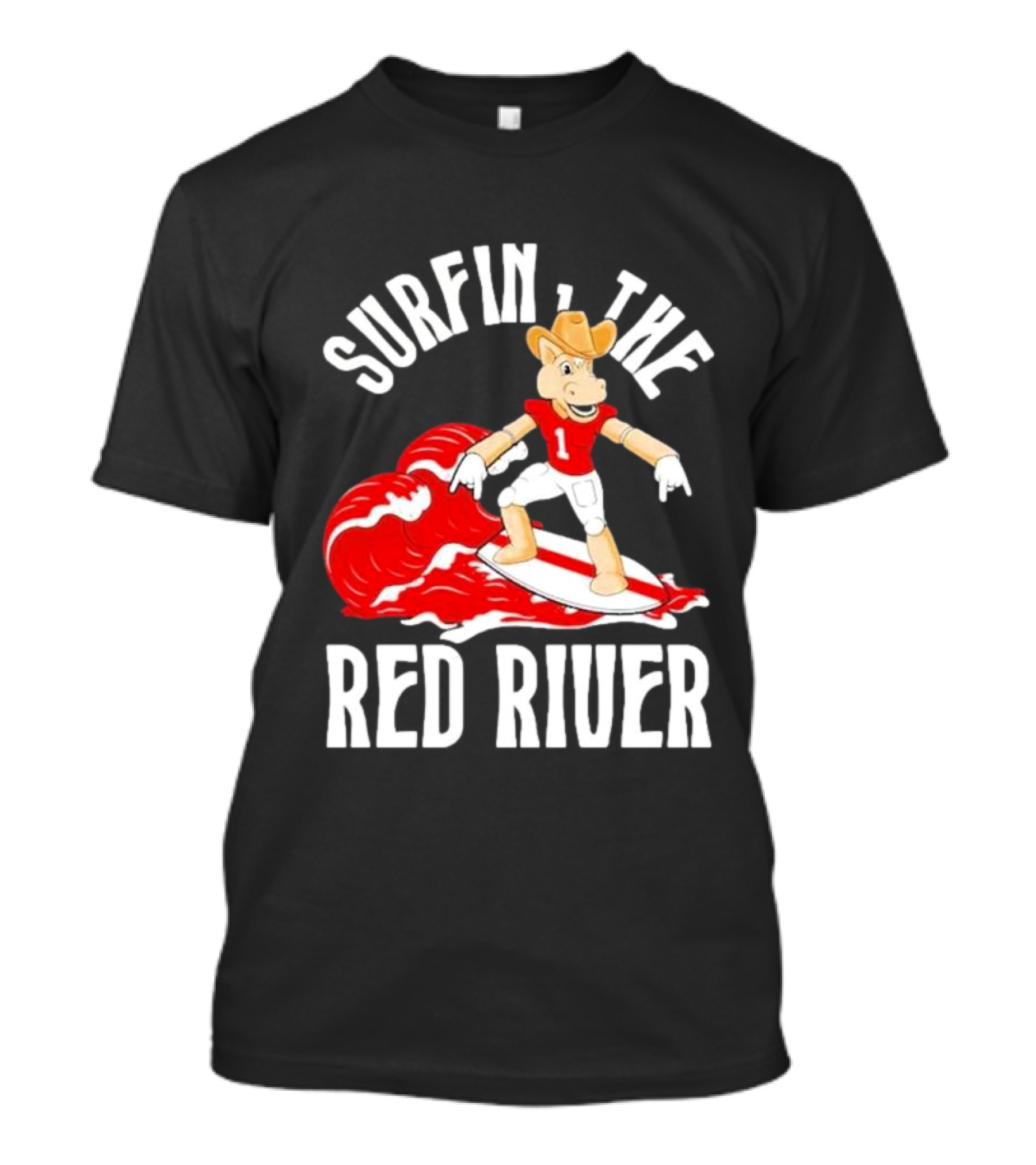 Surfin The Red River Rr Cowboy Surfboard Sports T-Shirt