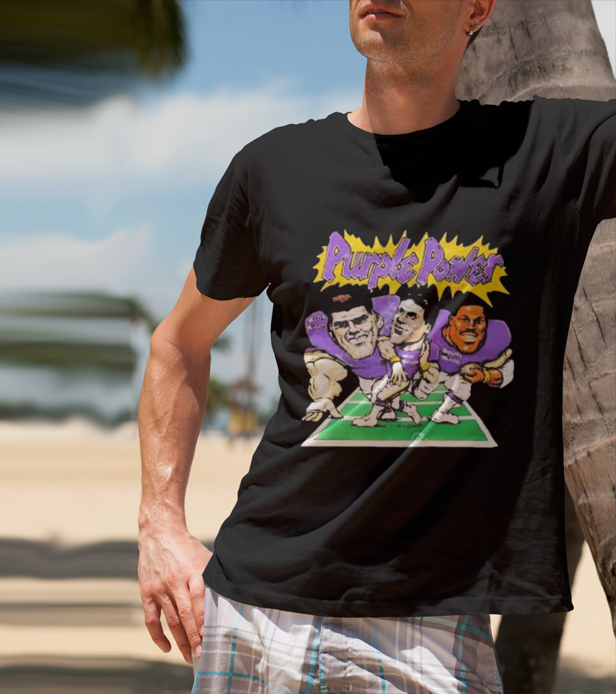 Purple Power Minnesota Vikings Cartoon Trio Caricature Football T-Shirt