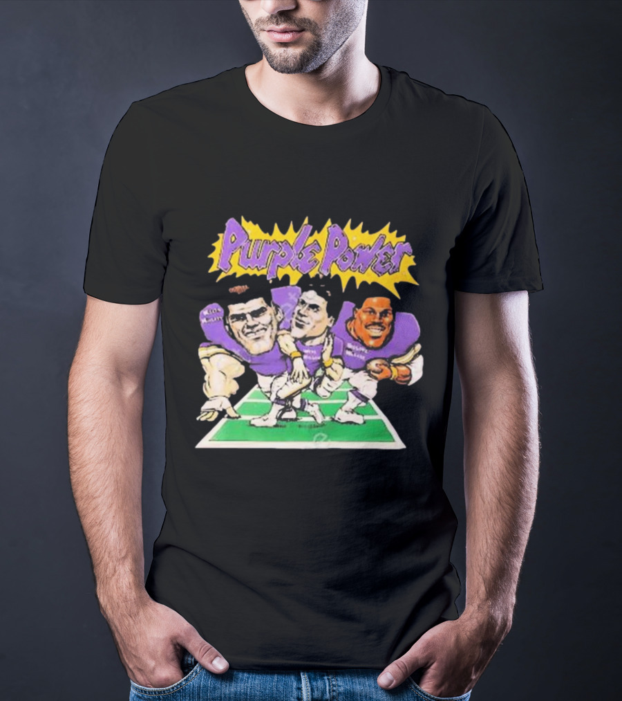 Purple Power Minnesota Vikings Cartoon Trio Caricature Football T-Shirt