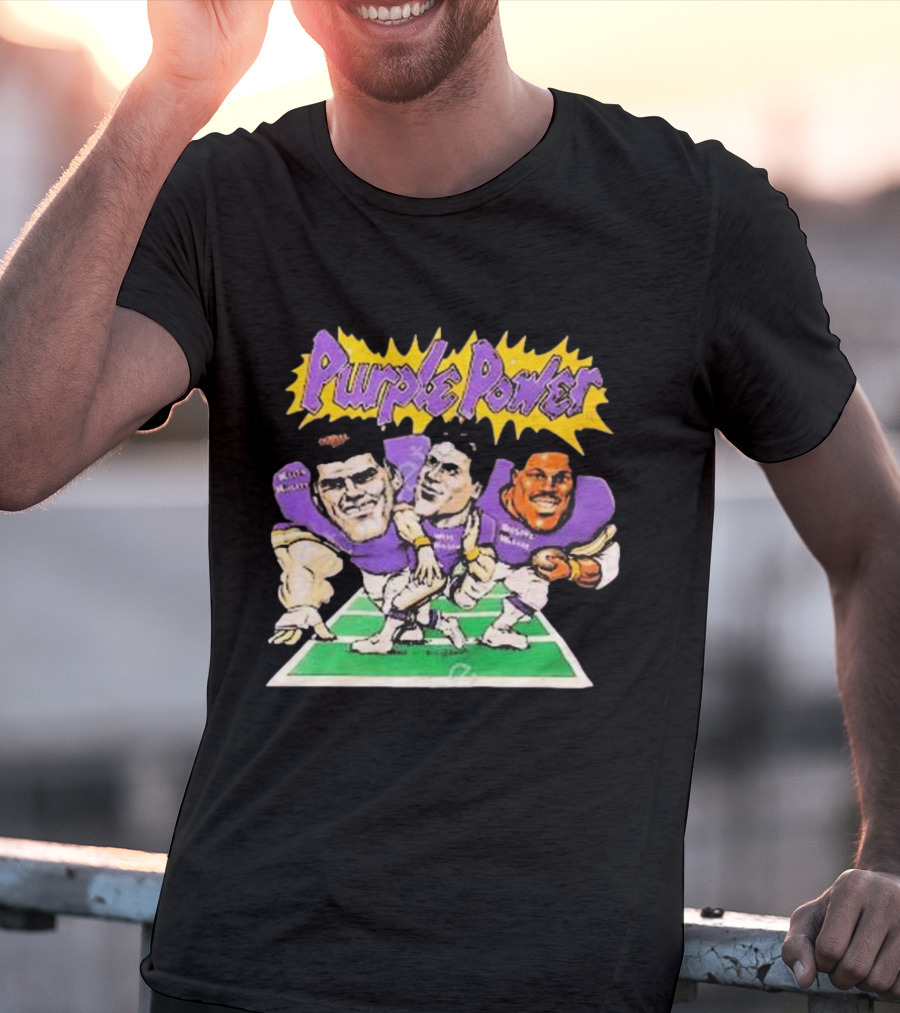 Purple Power Minnesota Vikings Cartoon Trio Caricature Football T-Shirt