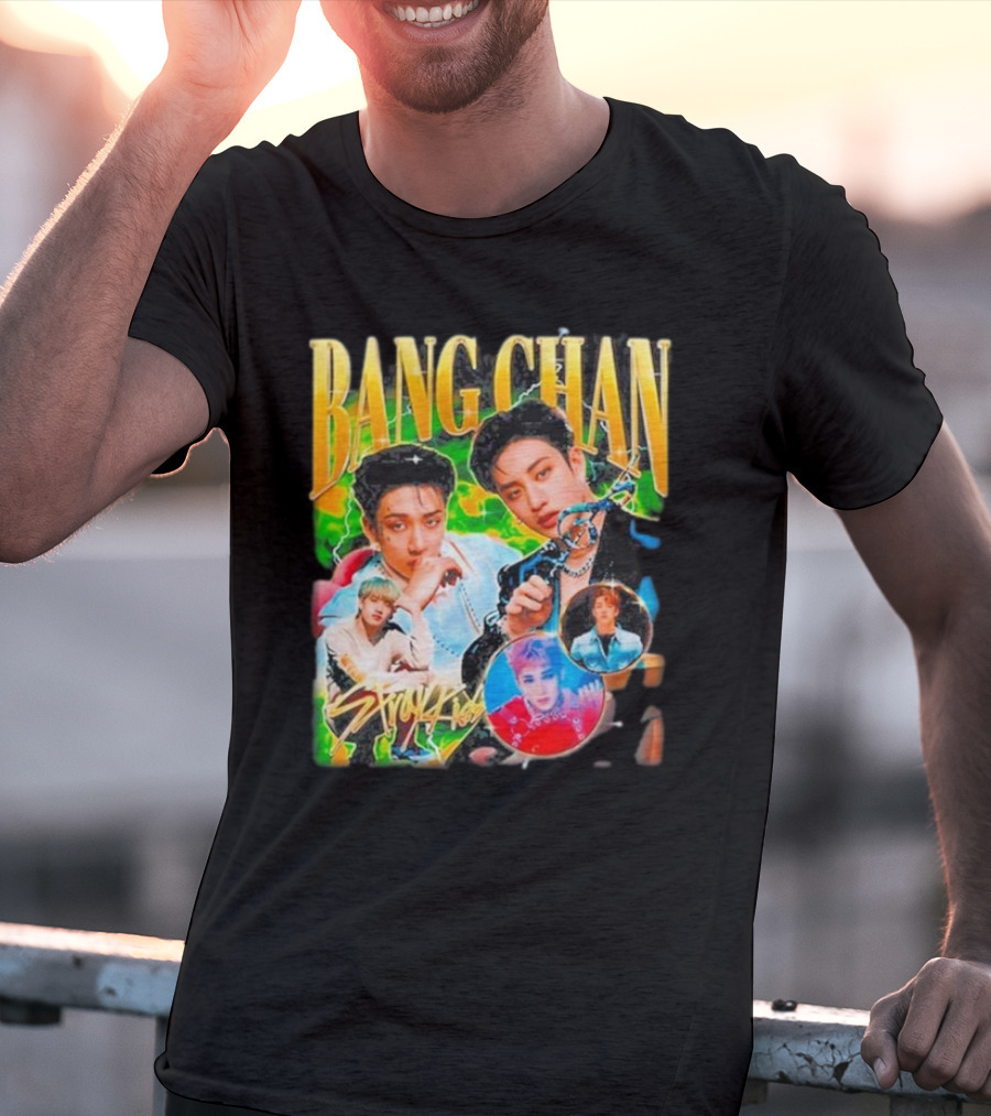 Bang Chan Stray Kids Multicolor Photo Collage T-Shirt