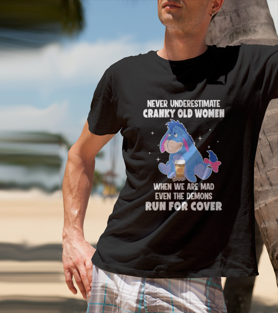 Eeyore Never Underestimate Cranky Old Women When We Are Mad Even The Demons Run For Cover T-Shirt