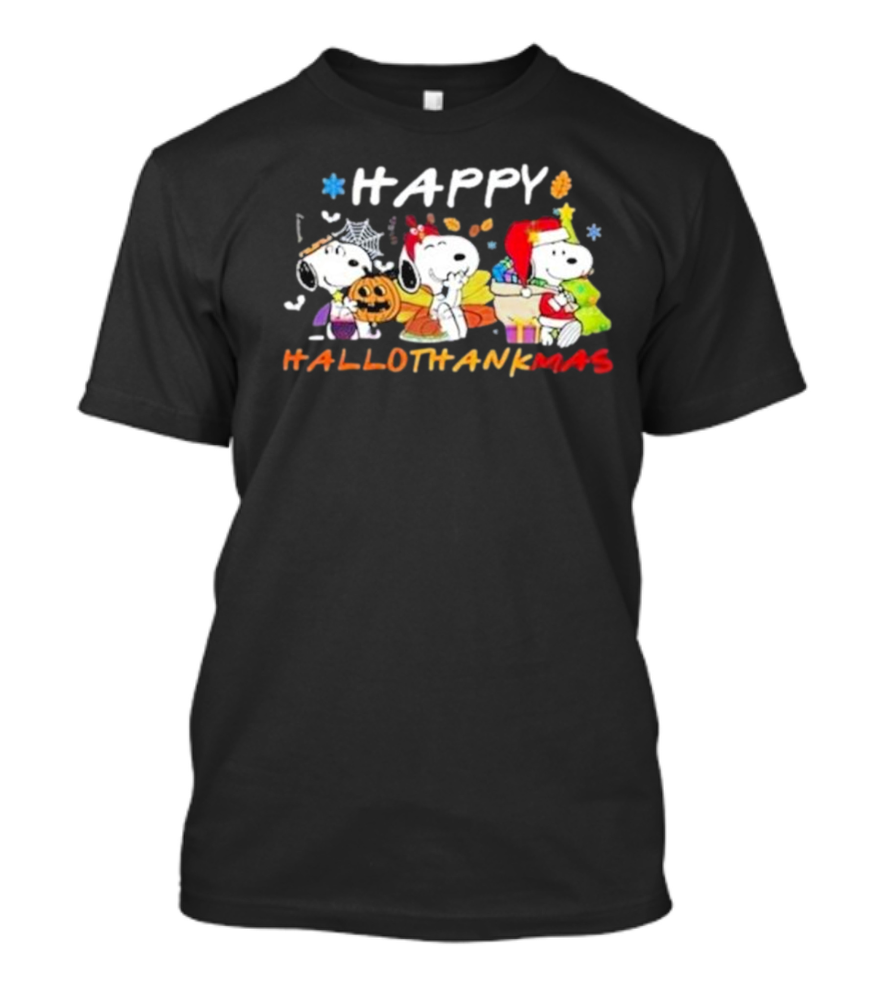 Happy Hallothankmas Snoopy Halloween Thanksgiving Christmas T-Shirt