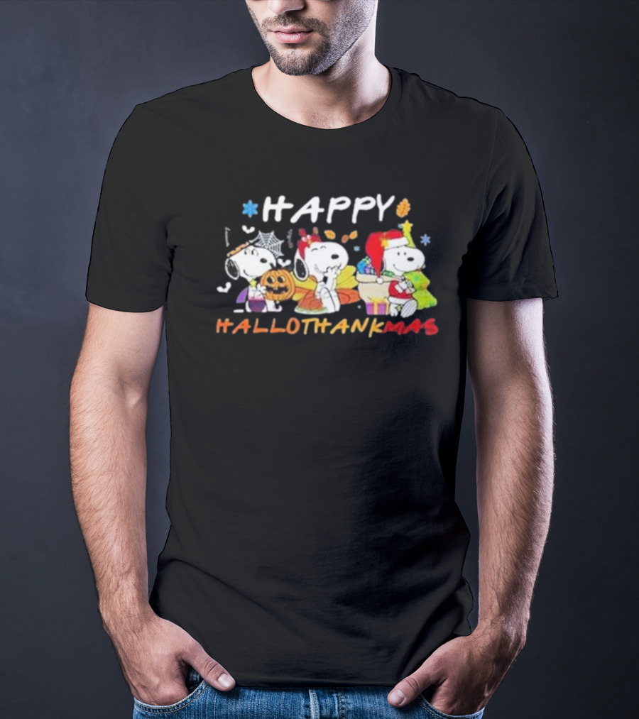 Happy Hallothankmas Snoopy Halloween Thanksgiving Christmas T-Shirt