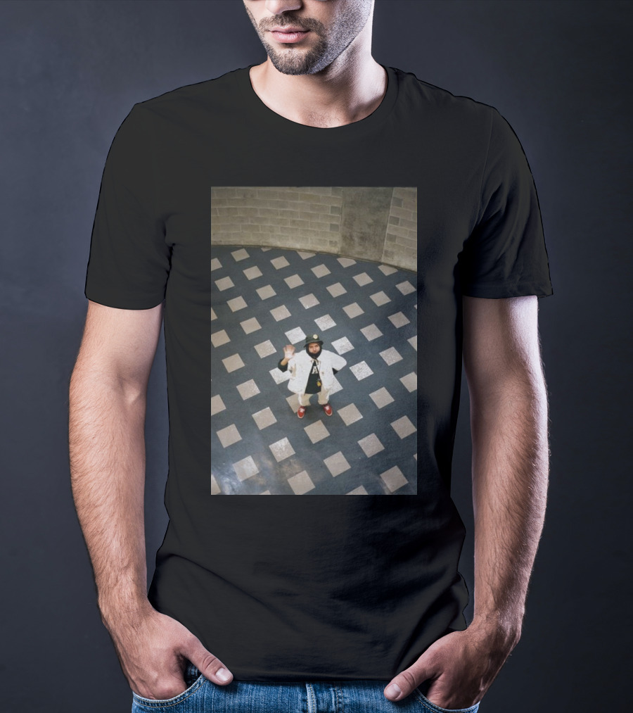 Mac Photo Off Waving Man In Grid Pattern Floor T-Shirt