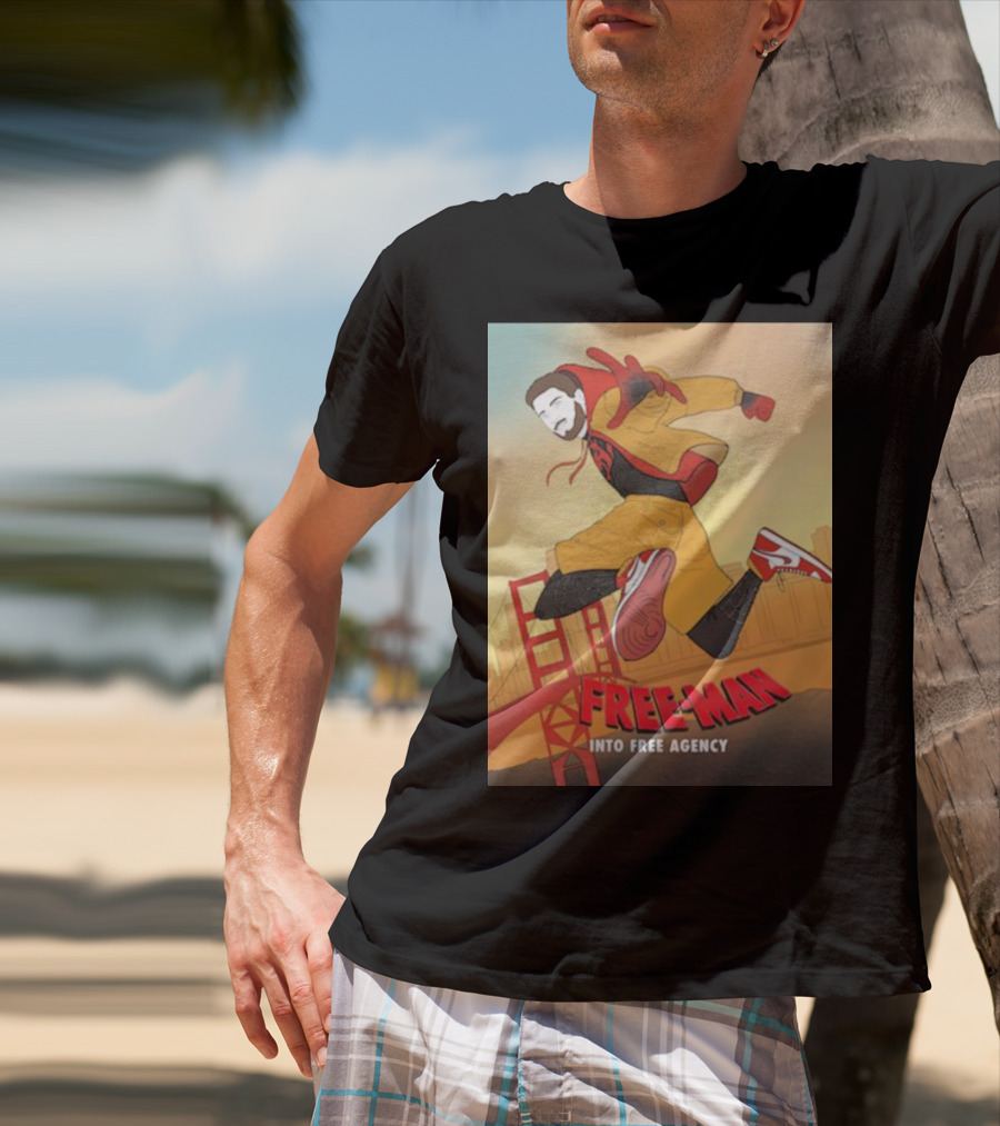 FREE-MAN Into Free Agency San Francisco Bridge Jumping Character T-Shirt