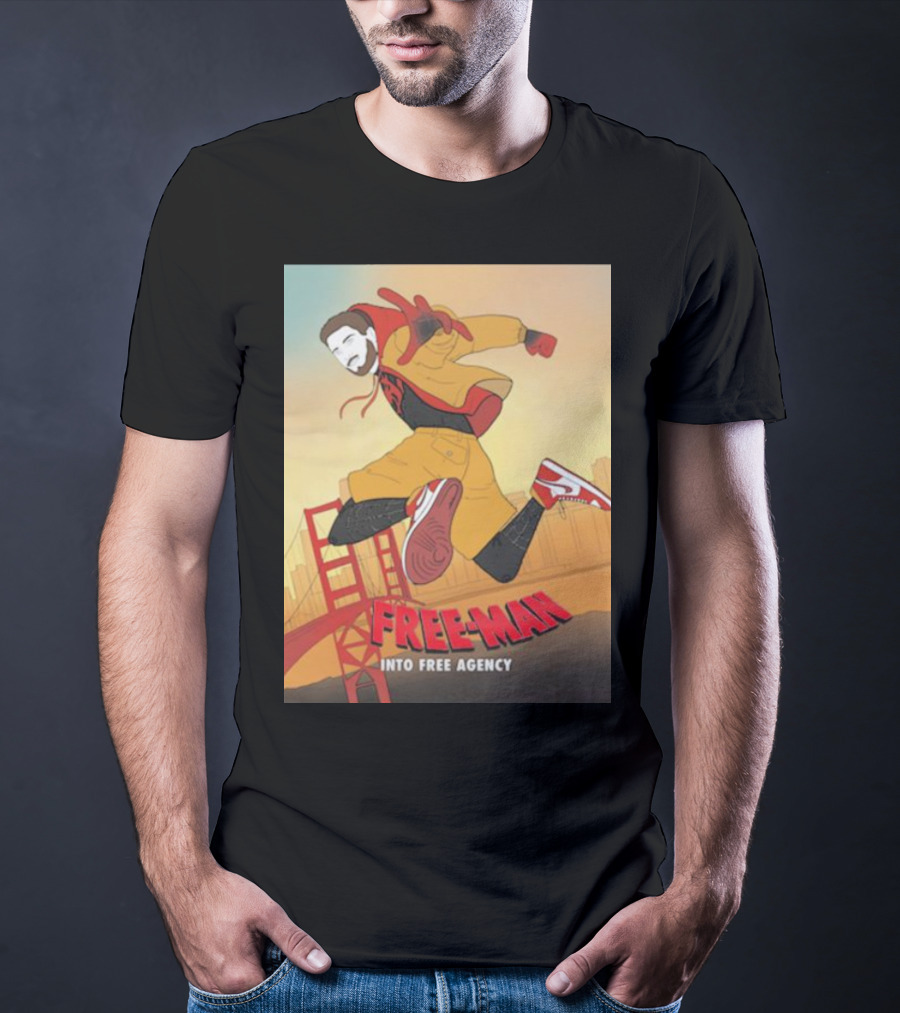 FREE-MAN Into Free Agency San Francisco Bridge Jumping Character T-Shirt