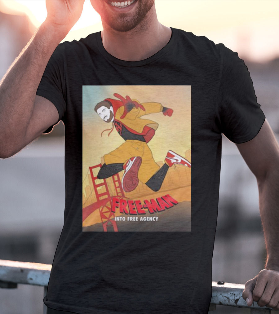 FREE-MAN Into Free Agency San Francisco Bridge Jumping Character T-Shirt
