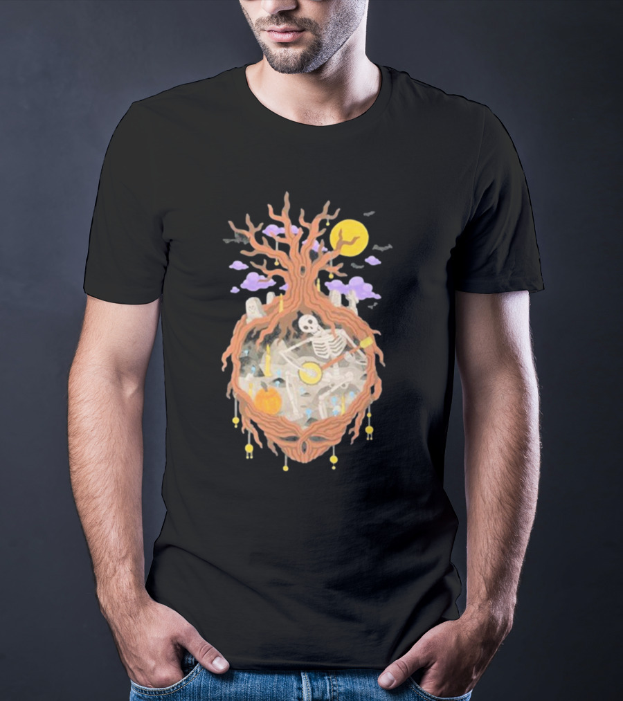Grateful Dead The 13th Skeleton Moonlit Cemetery Tree T-Shirt