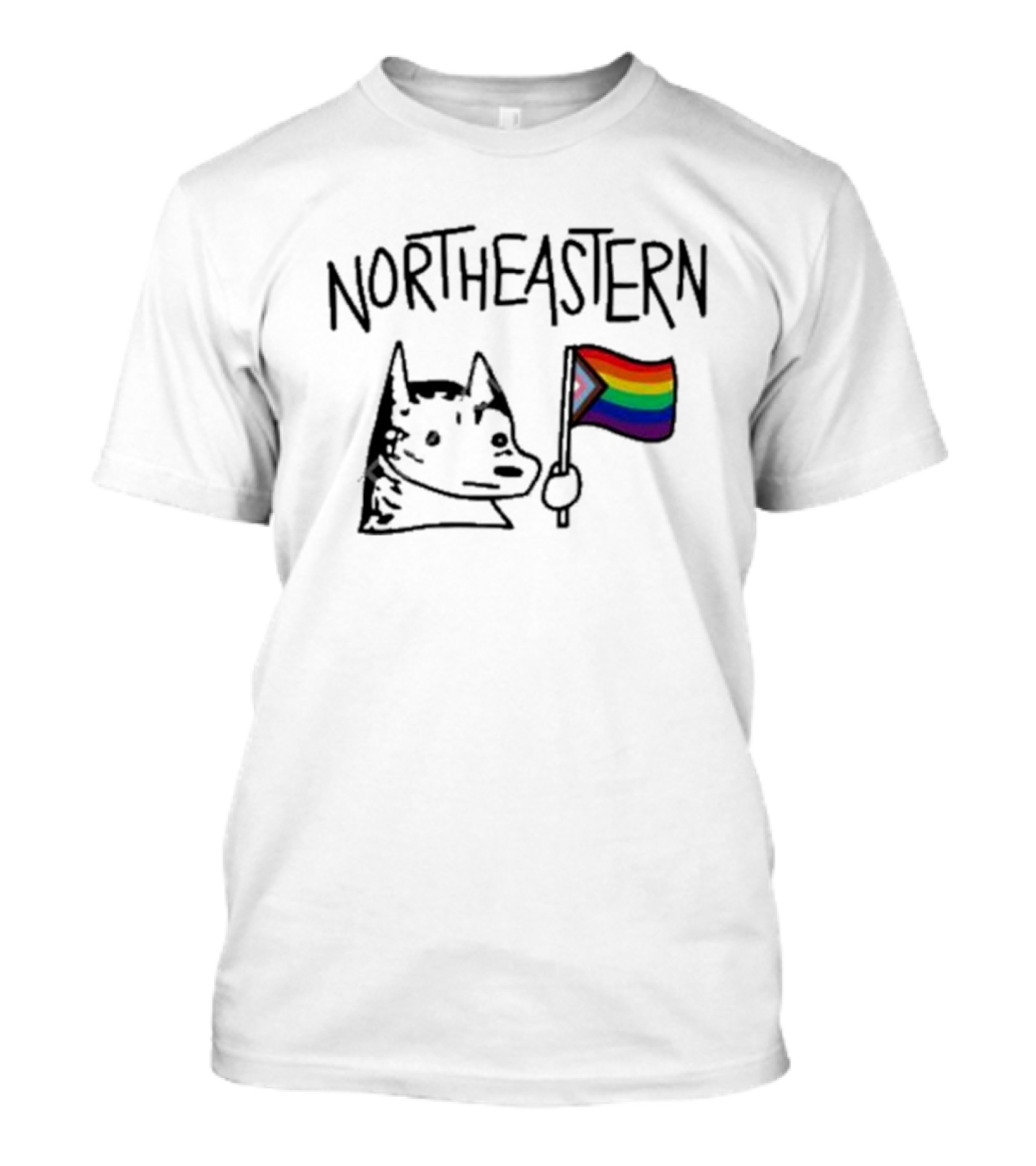 Northeastern Pride Hoosky With Rainbow Flag T-Shirt