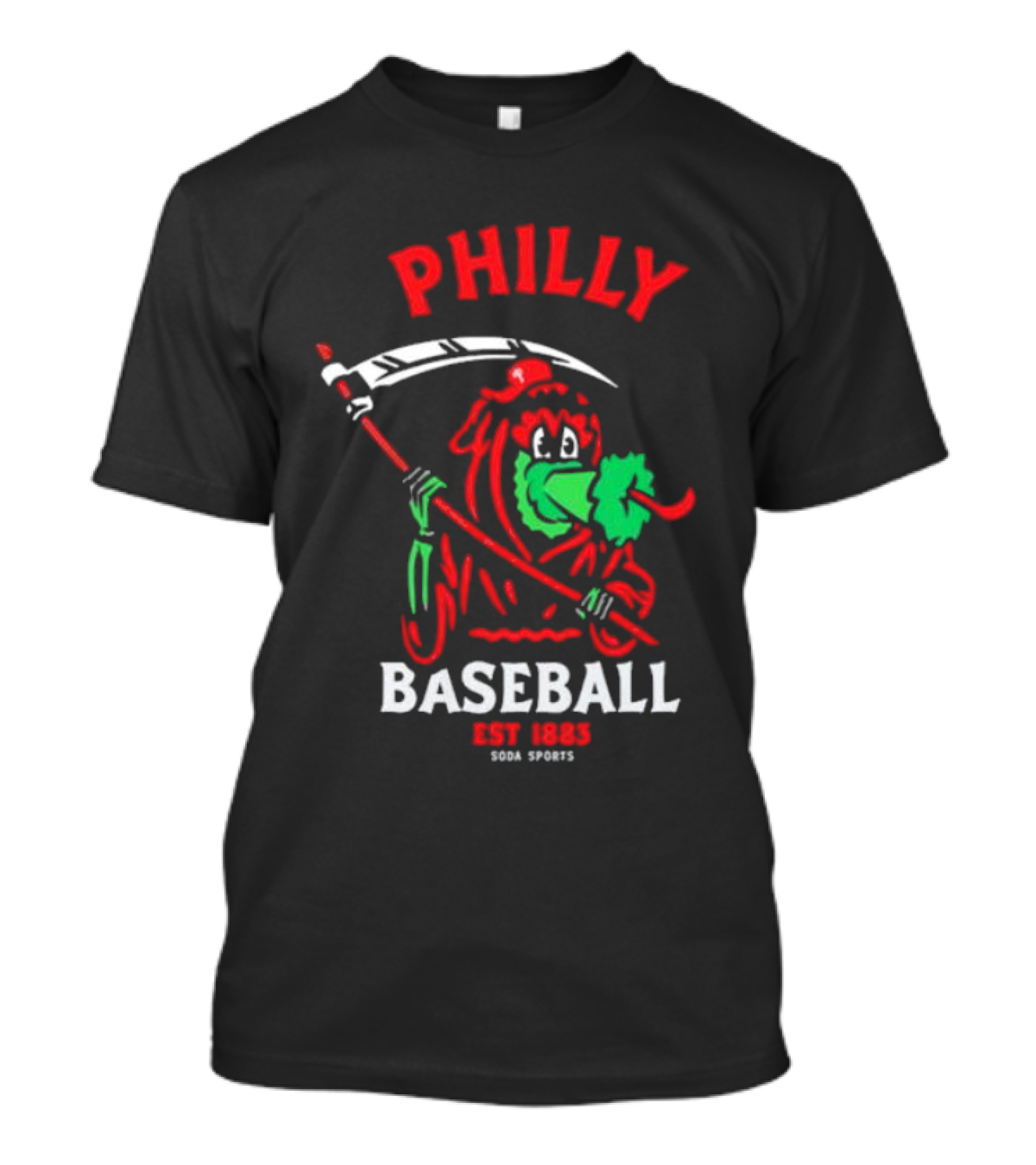 Philly Baseball Est 1883 Soda Sports Phillie Phanatic Grim Reaper T-Shirt