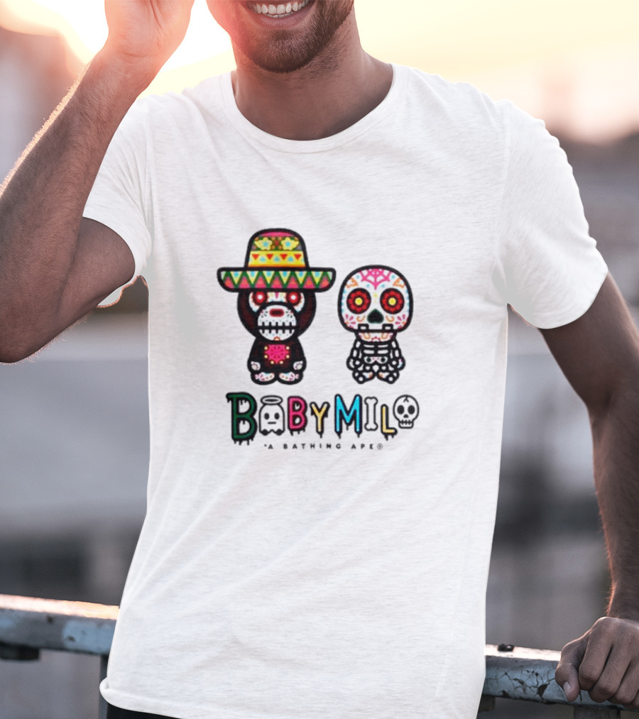 BABY MILO A BATHING APE HALLOWEEN Día De Muertos Skeletons T-Shirt