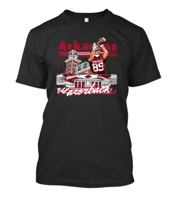 Arkansas Razorbacks Nathan Bax 89 Collegiate Landmarks Football Receiver T-Shirt