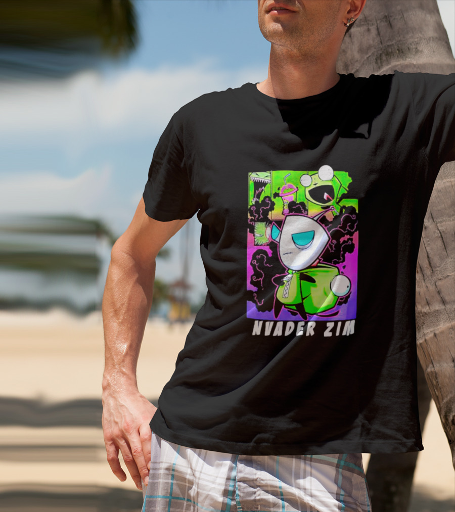 Invader Zim GIR Unzipped Neon Colors Cartoon T-Shirt