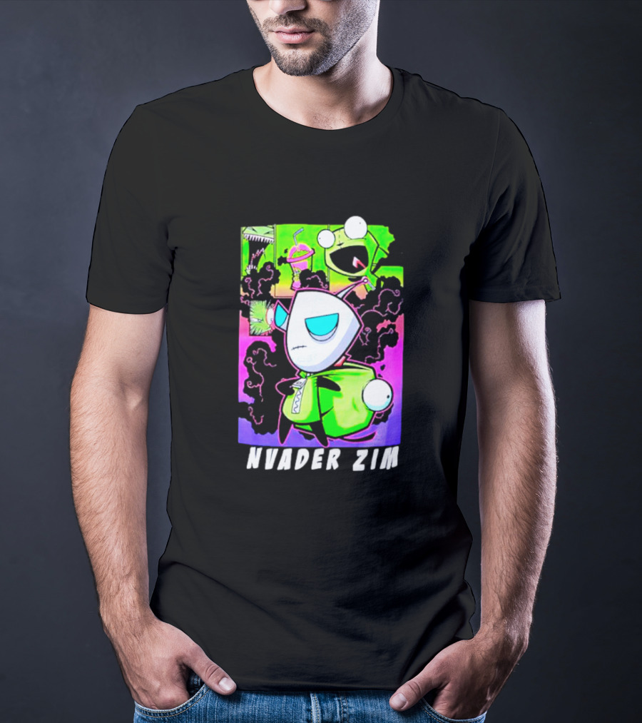 Invader Zim GIR Unzipped Neon Colors Cartoon T-Shirt