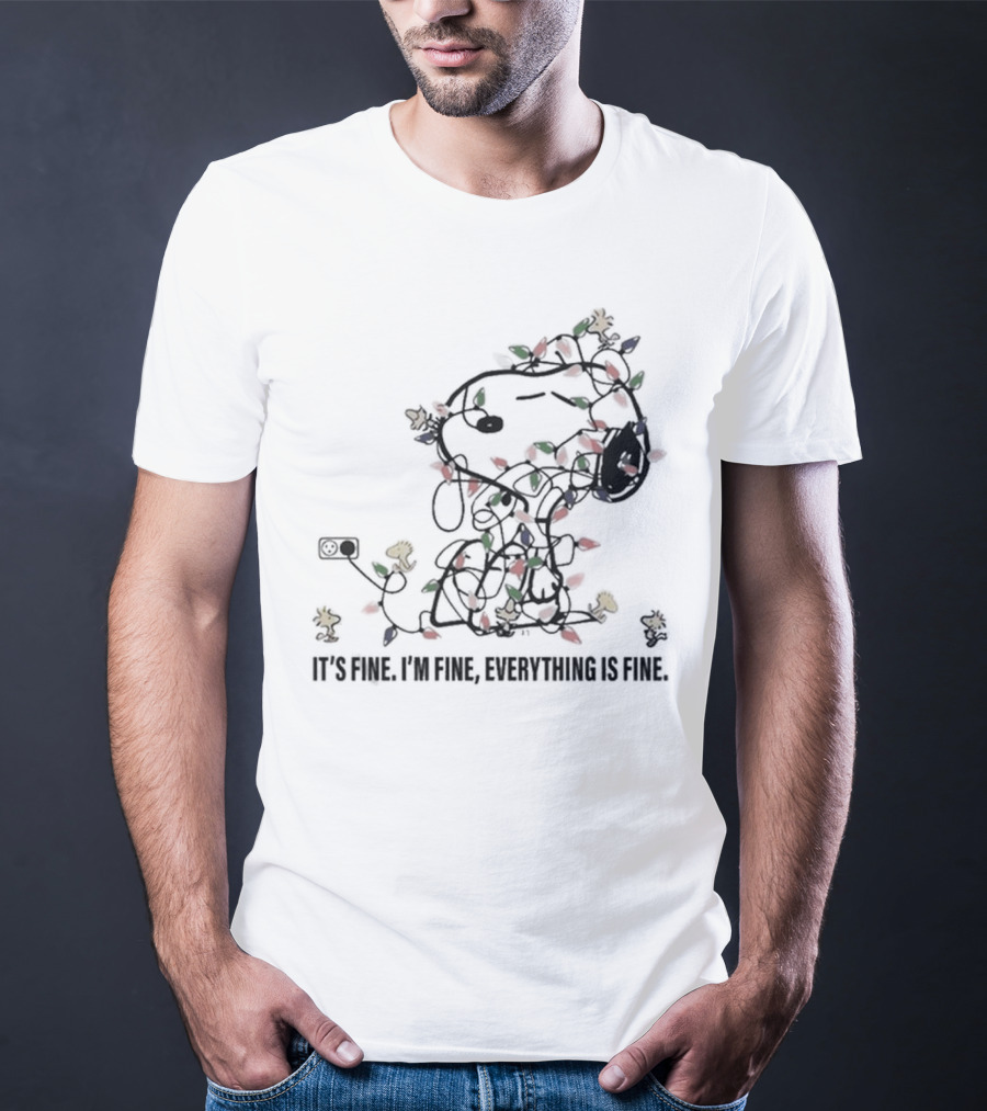 It's Fine I'm Fine Everything Is Fine Snoopy Christmas Lights T-Shirt