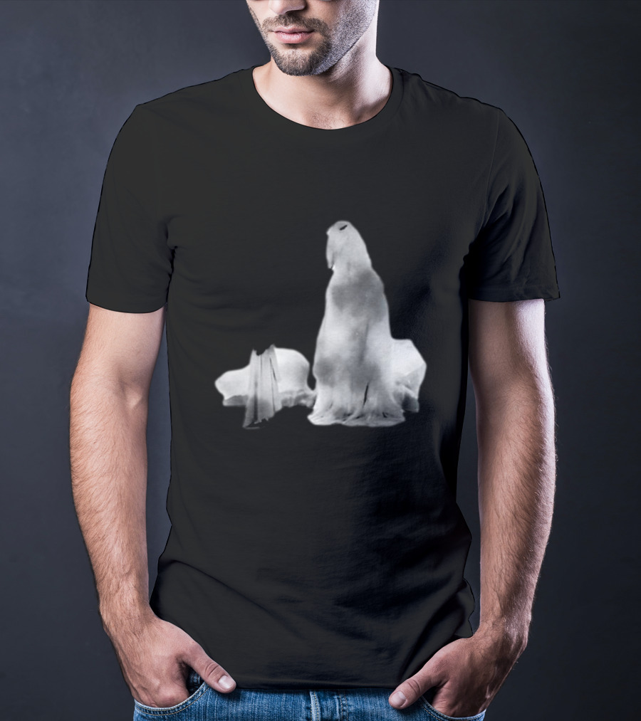 Luh Calm Eerie Spectral Figures On Dark Mysterious Background T-Shirt