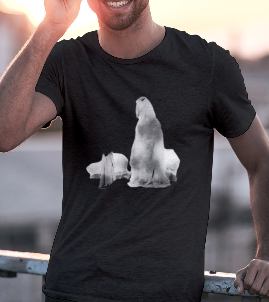 Luh Calm Eerie Spectral Figures On Dark Mysterious Background T-Shirt