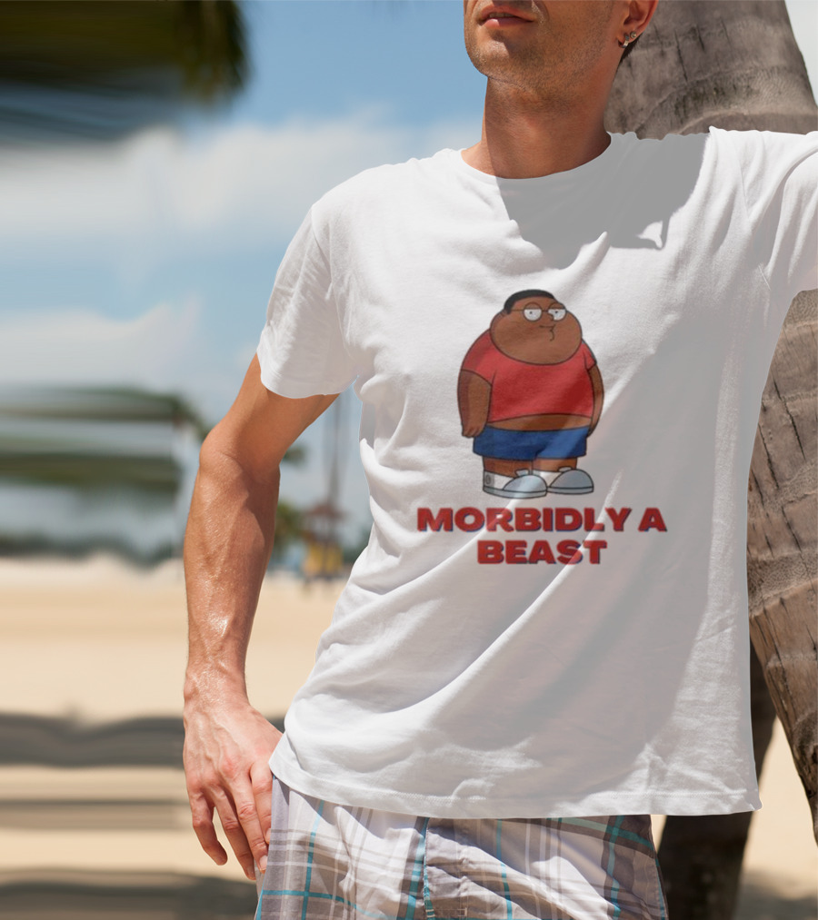 Morbidly A Beast Cartoon Character In Red And Blue T-Shirt