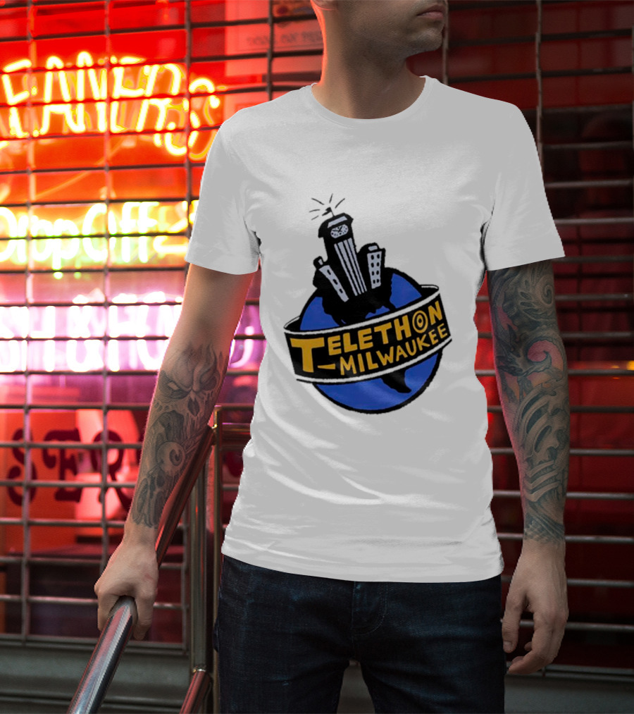 Telethon Milwaukee City Skyline Over Earth T-Shirt