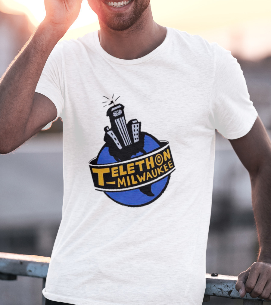Telethon Milwaukee City Skyline Over Earth T-Shirt